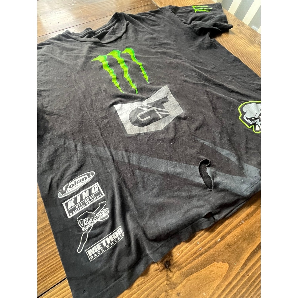 Monster Energy BJ Baldwin Racing T-Shirt  Distressed Graphic Tee XXL Cropped